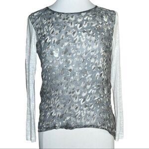 GENERATION LOVE Linen Slub Knit & Silk Overlay Long Sleeve Top